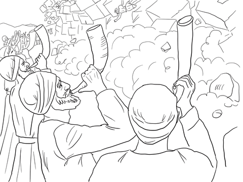 Walls Of Jericho Falling Coloring Page